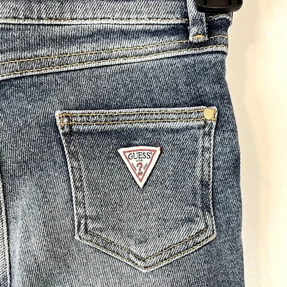 Guess big girls button up front skinny jeans hi waist stretch denim size 7 NWOT